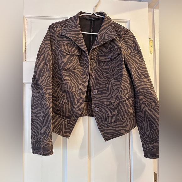 White House Black Market Jackets & Blazers - White House Black Market Zebra Print Jean Jacket - Brown and Black